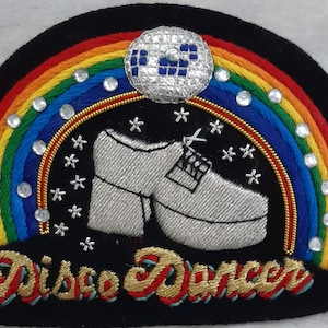 Disco Dance Floor Concert Music Night Fever Party Rainbow Band Glitter Patch Bee Gees Fever Soul Train 420 Rave Mens Vinnie Studio Shoes X