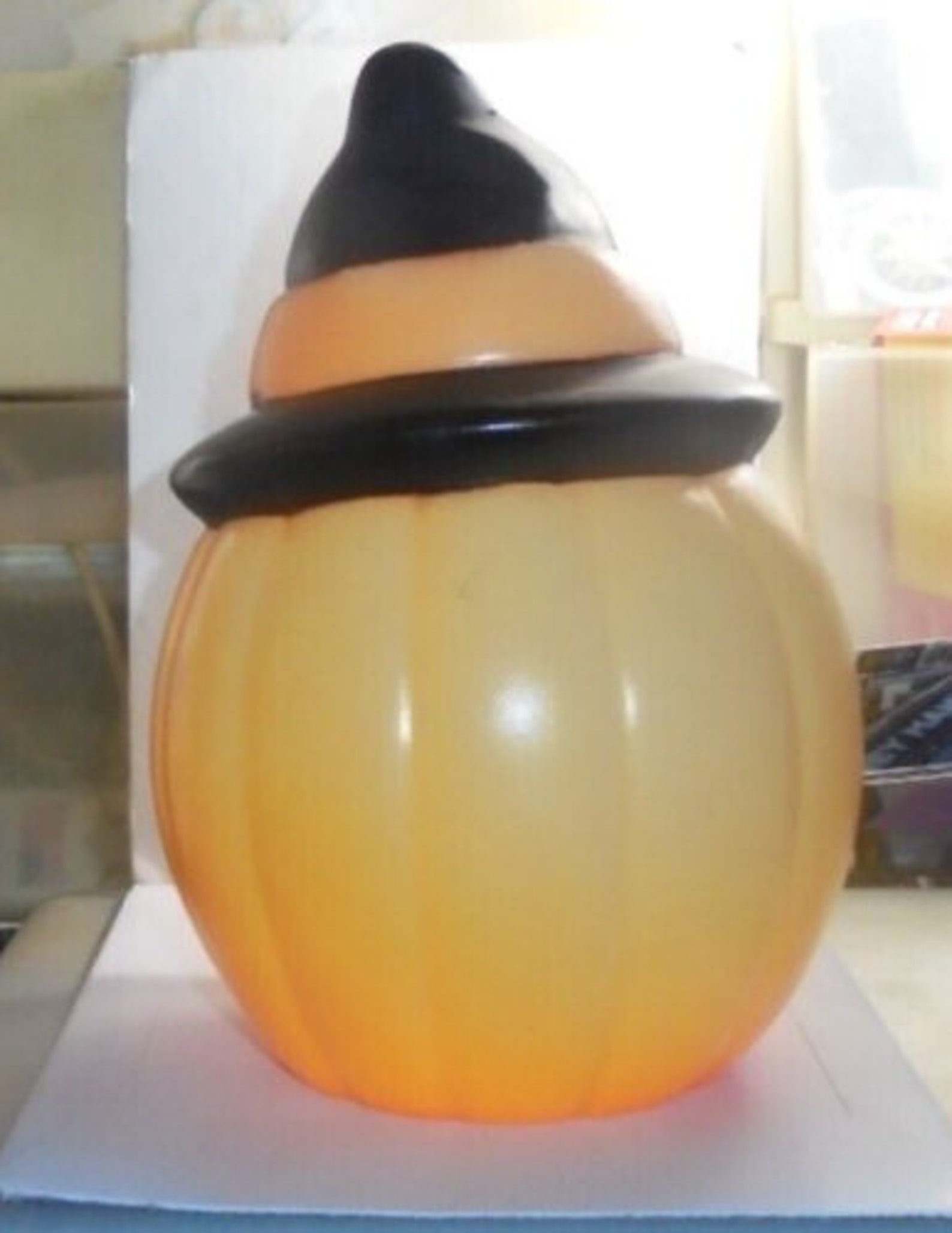 Vintage Halloween Blow Mold Pumpkin Jack O Lantern Glow LED Light Table ...