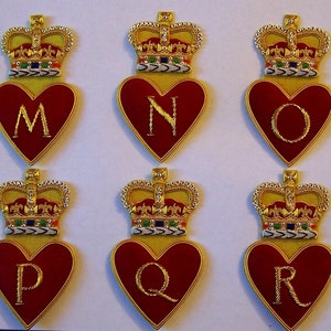 M N O P Q R  Family Name Letter Valentine Love Reunion Heart Crown Patch XO Craft Sewing Notion Quilt Robe Jacket Theatre Prom Party Play