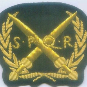 Roman Centurion Caesar Army War Legion Battle Shield Helmet Patch Eagle General Soldier Praetorian Guard Sword - Gold on Black -