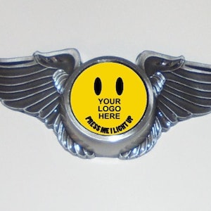 Custom Design LED BLINKING Blinky LIGHT Promo Bar NightClub Concert  Band Club Pub Craft Brewery Wing Badge Magnet Sticker Cabochon Button