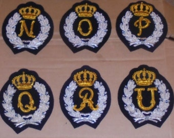 M N O P Q R U Monogram Cipher Letter Family Name Robe Jacket Vest Blazer Suit Stole Crest ID Bullion Thread Patch Alphabet Shirt