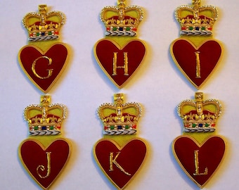 G H I J K L Family Name Letter Valentine Love Reunion Heart Queen Crown Patch XO Craft Sewing Quilt Robe Jacket Theatre Prom Party Play Sew