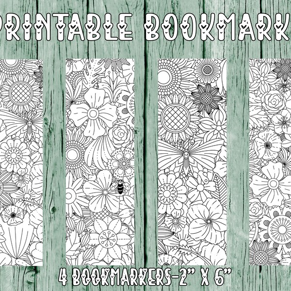 Floral Colorable Bookmark, Printable Mother’s Day Bookmarkers, Printable Bookmark, Downloadable Bookmark,  Designer Bookmark, Bookmark Set