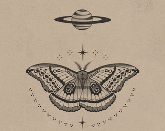 Impresión artística de la polilla de Saturno
