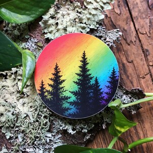 Rainbow Pine Vinyl Sticker