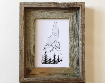 Impresión artística de New Hampshire: Pino, montaña