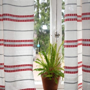 70&#39;s heart striped curtains, two pieces