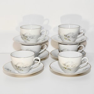 60&#39;s Rörstrand  teacups and saucers, set of six,  made in Sweden