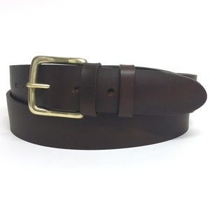 Brown Leather belt for women. 38mm wide. Handmade in UK using 100% genuine leather with top quality solid brass buckle.