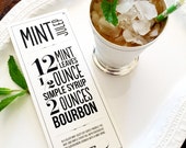 Mint Julep Recipe Typographic Design for Print