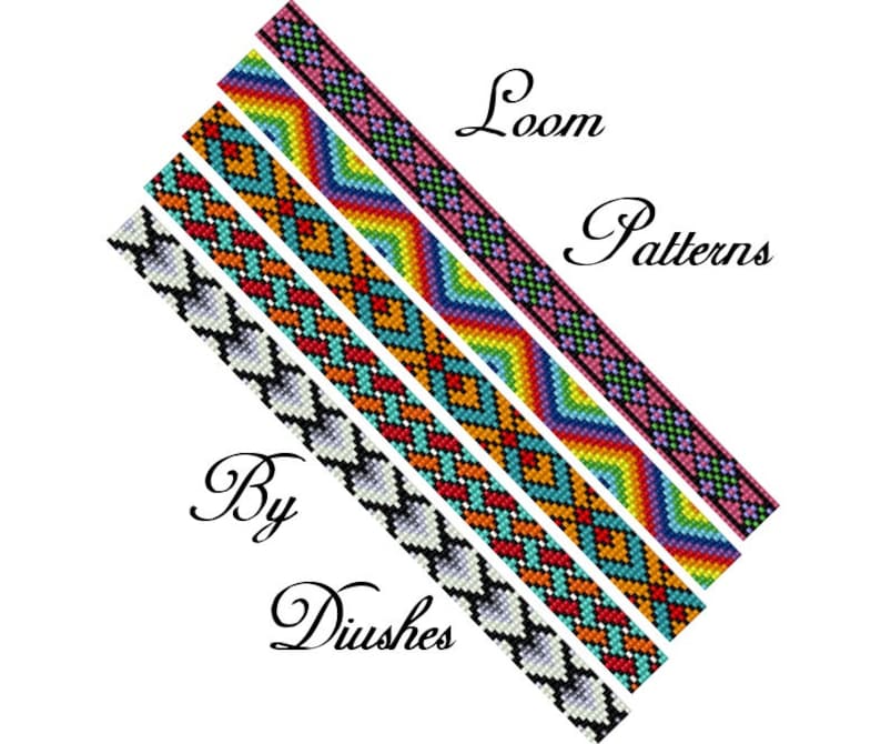 Set of 5 loom patterns bracelet seed bead patterns delica Etsy