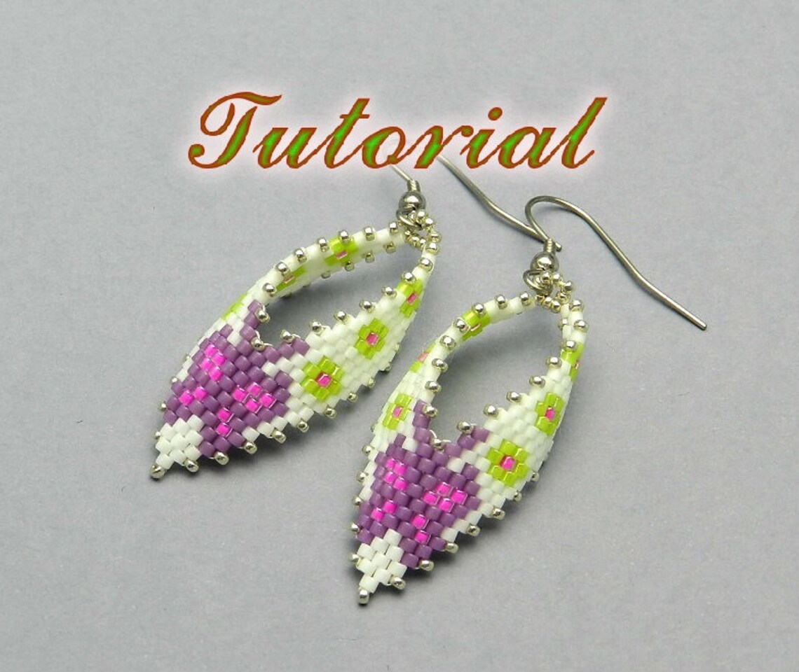 Beaded Earrings Tutorial Russian Leaf Earrings Beading Etsy