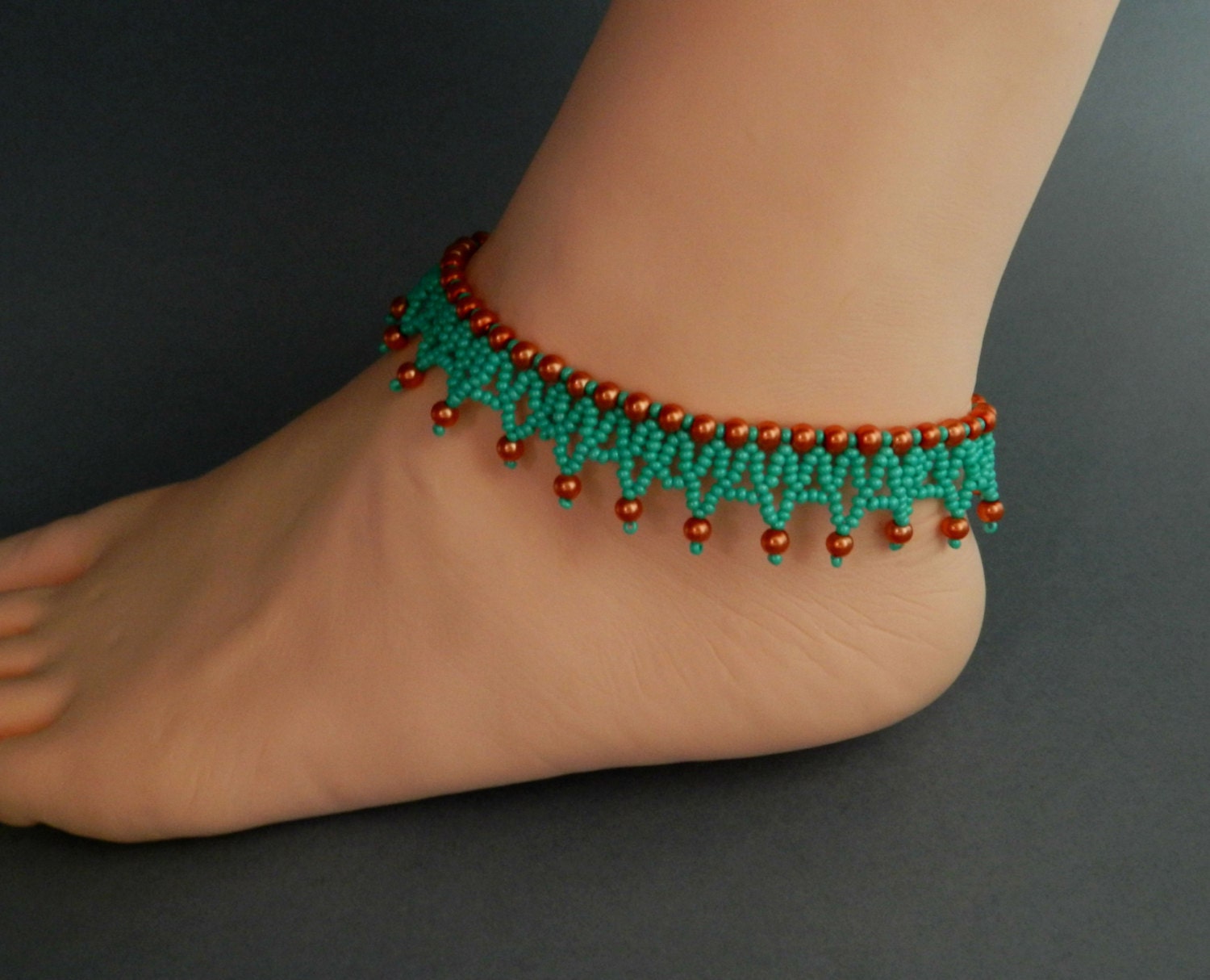 Beaded Anklet Tutorial Seed bead Anklet PDF pattern Beadwork Etsy