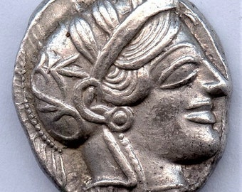 2400 Year Old Silver Tetradrachm of ATHENS - Head of ATHENA - OWL - Not a Copy
