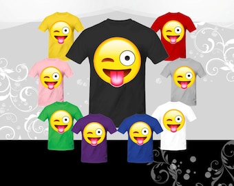 Face With Stuck out Tongue and winking Eye Emoji T-shirt (U+1F61C)