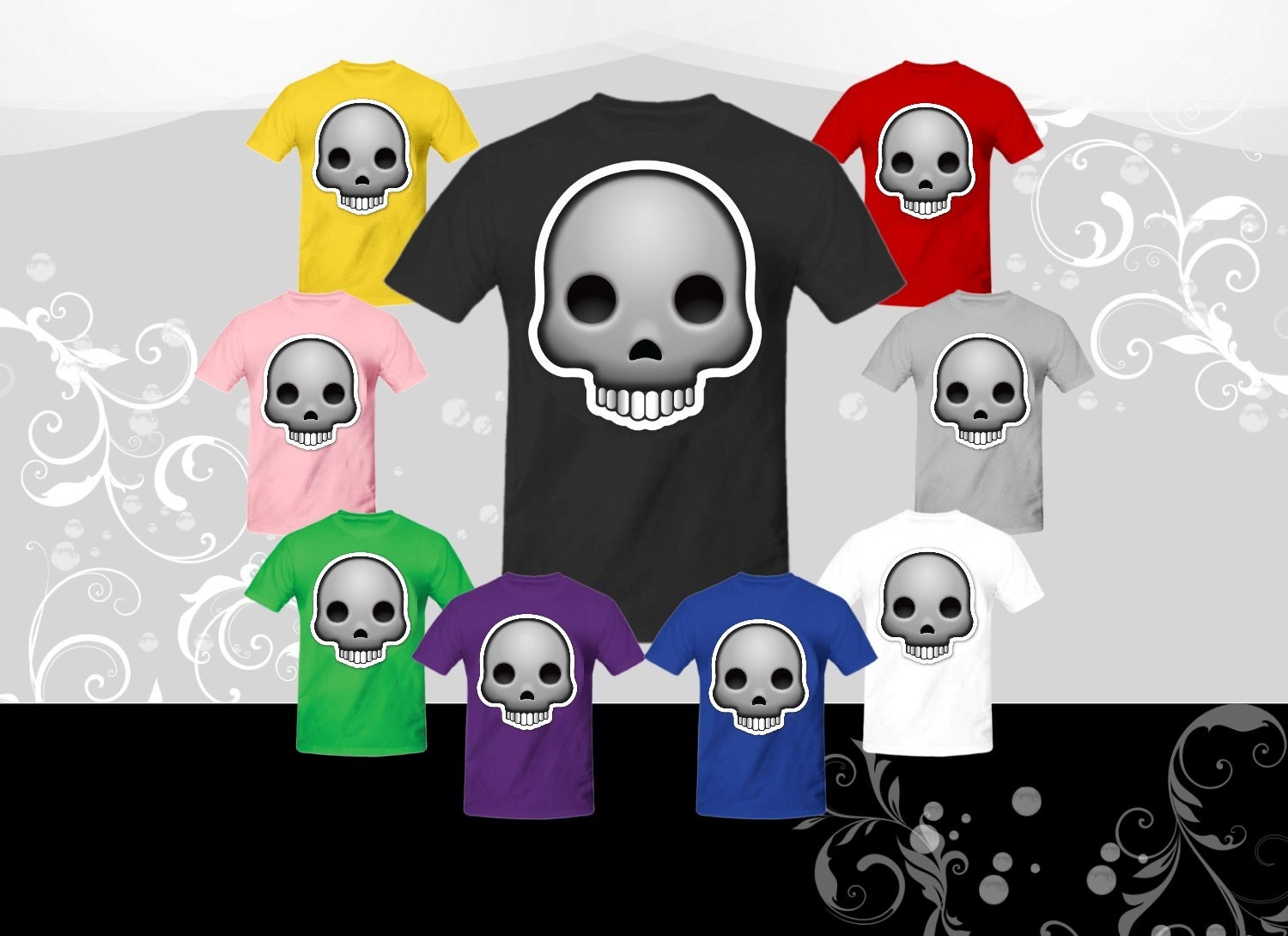 Skull Emoji T-shirt U1F480 - Etsy Hong Kong