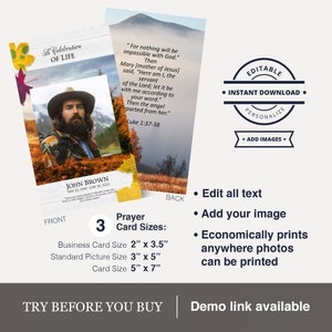 Plantilla editable de tarjeta de oración fúnebre para descargar Otoño Abedul Bosque Árboles Paisaje Naturaleza Otoño Hojas coloridas Servicio conmemorativo imprimible