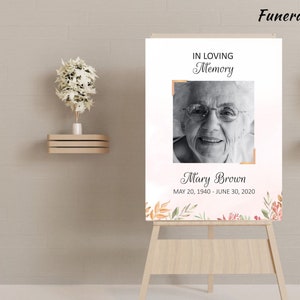 FUNERAL WELCOME SIGN, Celebration of Life Decoration, Custom Memorial Service Poster Template, Printable Funeral Décor Personalized Photo