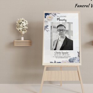 Men&#39;s Memorial Service Poster EASY TO EDIT Printable Template,  Funeral Welcome Sign, Celebration of Life Decoration Personalized Display