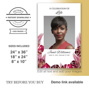 FUNERAL WELCOME SIGN, Celebration of Life Decoration, Editable Memorial Poster, Editable Funeral Welcome Template