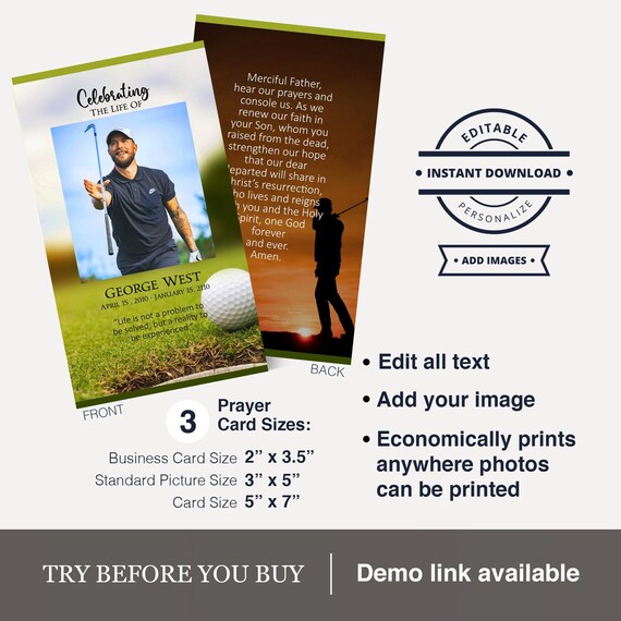 Customized Printable Golfing Memorial Service Celebrating the - Etsy
