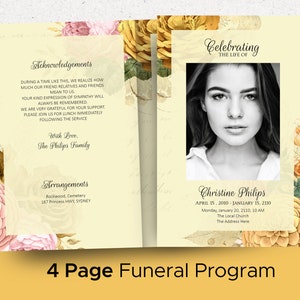 In Loving Memory Funeral Program Easy to Edit Template | Celebration of Life Memorial Template | Printable Program | Funeral Service