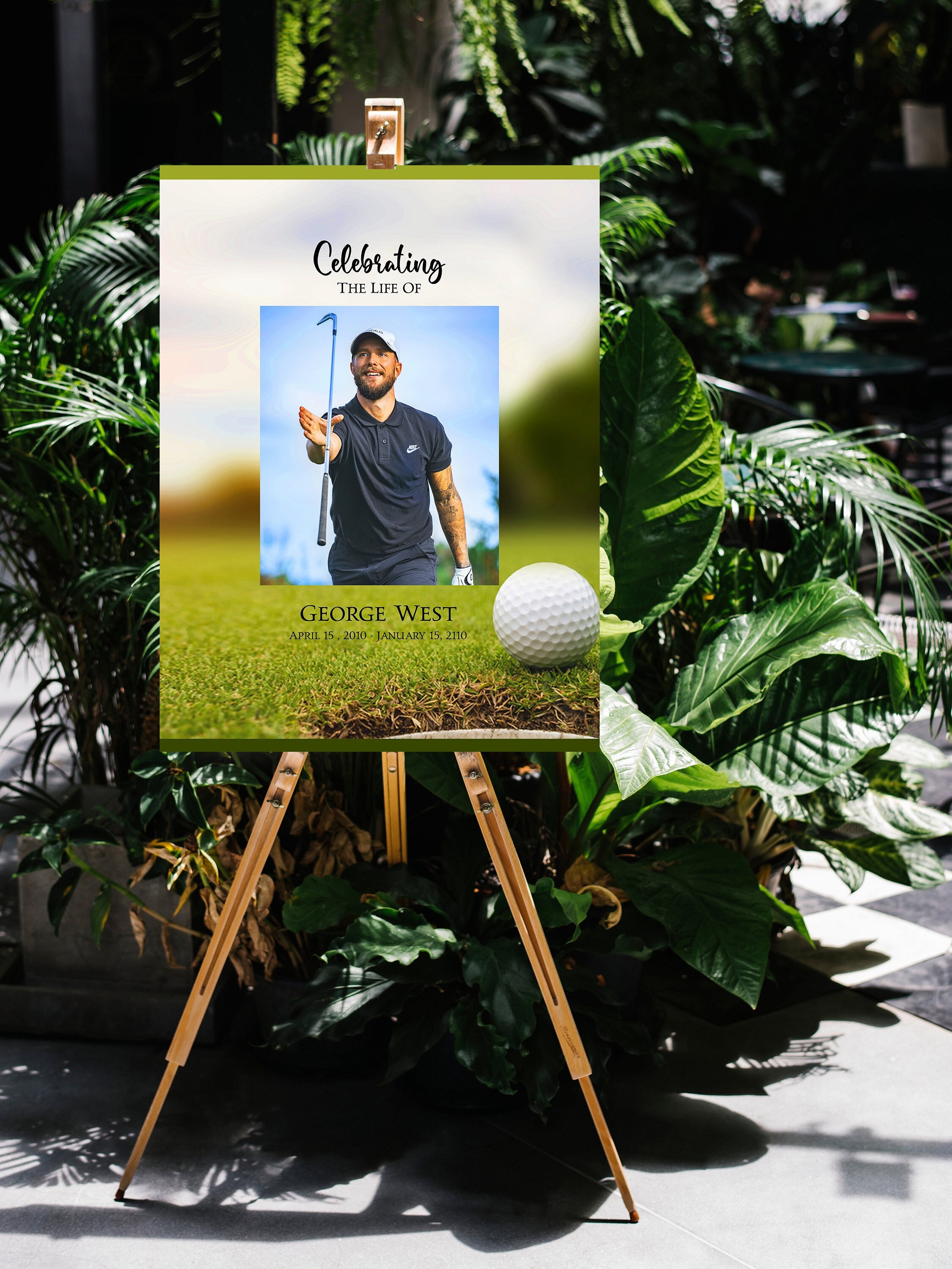Customized Printable Golfing Memorial Service Celebrating the Life of a Golfer Golf Ball Club ...