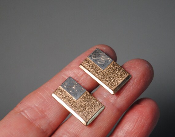 Vintage 9ct Gold on silver Cuff Links initial ' H… - image 4