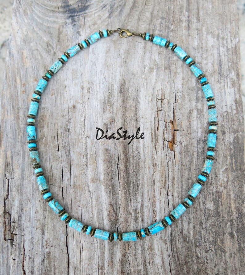 Gemstone Necklace Choker Necklace Men/'s Beaded Necklace Mens Beaded Jewelry Natural Stone Necklace Men/'s Blue Imperial Jasper Necklace