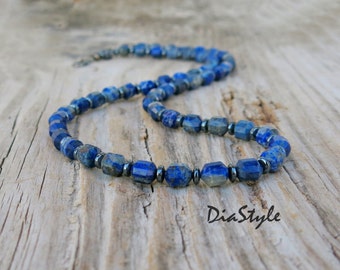 Men's Lapis Lazuli Necklace, Men's Hematite Necklace, Men's Beaded Necklace, Choker Necklace, Men's Beaded Jewelry, Gift for Him