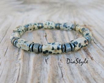 Men's Dalmatian Jasper Bracelet, Men's Pyrite Bracelet, Men's Beaded Bracelet,  Mala Yoga Bracelet, Meditation Bracelet, Energy Bracelet