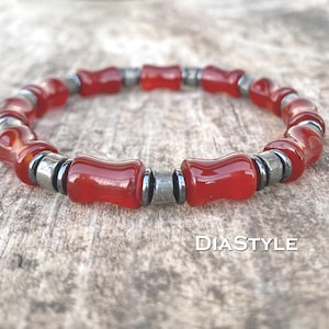 Men's Carnelian & Pyrite Beaded Bracelet - Energy Healing