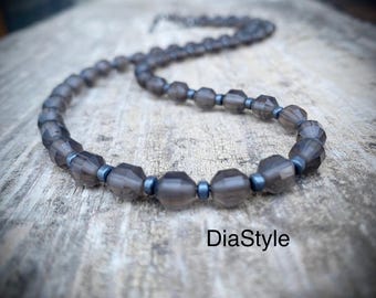 Men's Faceted Smoky Quartz Necklace – Hematite & Gunmetal Clasp