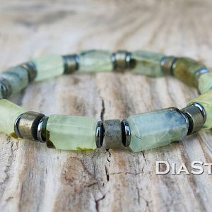 Mens Prehnite Bracelet, Men&#39;s Beaded Bracelet, Meditation Bracelet, Mala Yoga Bracelet, Energy Bracelet, Spiritual Bracelet,