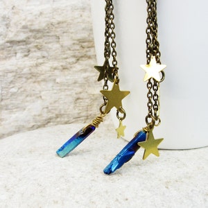Quartz Stars Earrings, Crystal Earrings, Titanium Quartz Earrings, Stars Earrings, Mineral Earrings, Crystal Jewelry, Quartz Jewelry