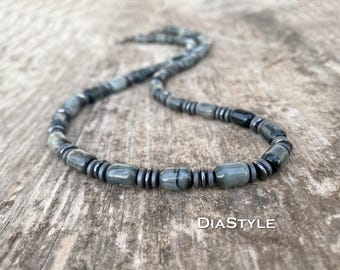 Men's Eagle Eye Choker – Hematite Accent Boho Necklace