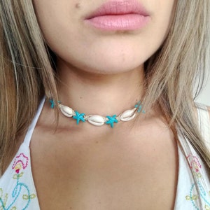 Cowrie Choker, Shell Choker, Starfish Necklace, Hemp Shell Necklace, Cowrie Shell Necklace, Hemp Choker, Sea Shell Necklace, Shell Jewelry