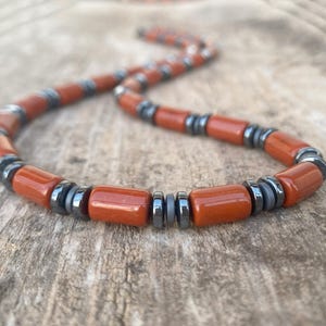 Herren Roter Jaspis Choker – Hämatit Akzent Boho Halskette
