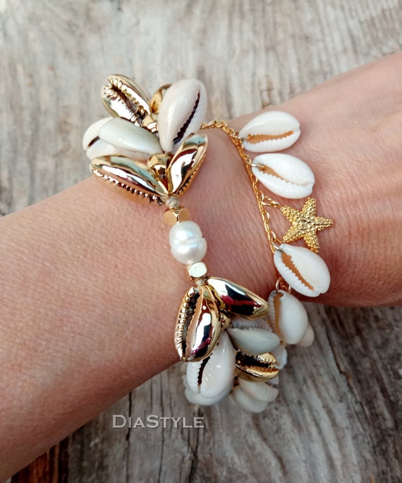 Gold cowrie bracelet best sale