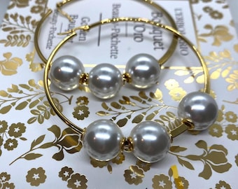 Large Gold Silver Pearl Hoop Earrings, Elevated Essential Jewelry