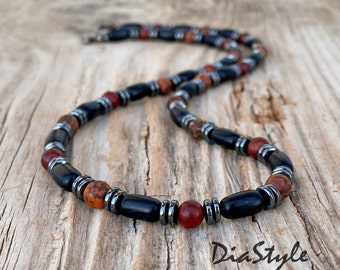 Bodhi Wood Necklace, Starburst Jasper Necklace, Rosewood Necklace, Men's Beaded Necklace, Bohemian Jewelry, Choker Necklace, Surfer Necklace