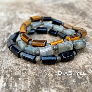 Men&#39;s Black Tourmaline Bracelet, Men&#39;s Tyger Eye Bracelet, Men&#39;s Labradorite Bracelet, Meditation Bracelet, Mala Bracelet, Energy Bracelet