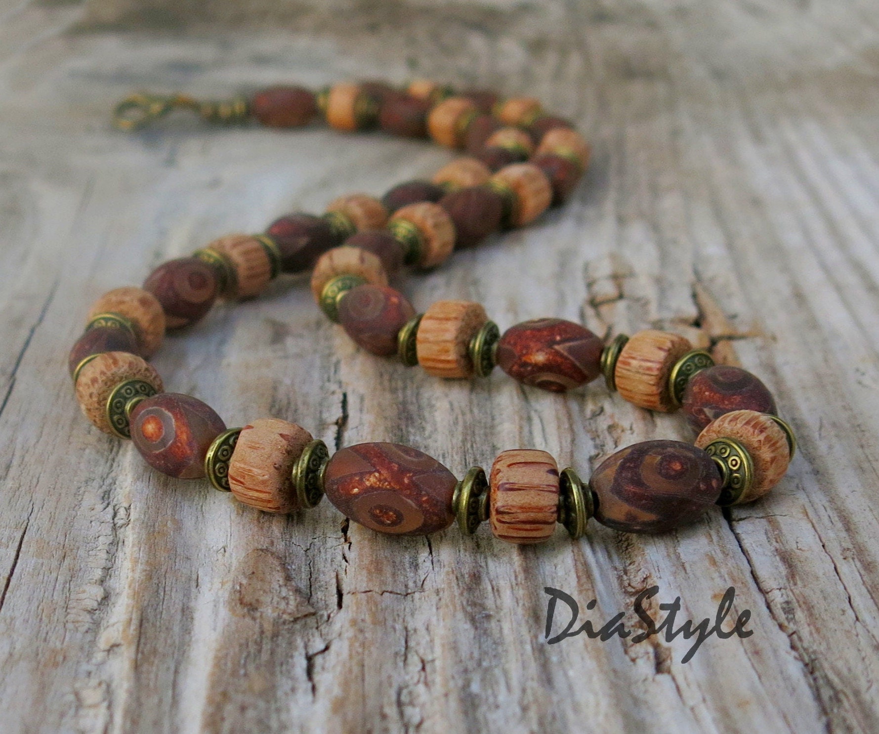 30 Mm Tri Colour Wooden Beads Necklace Large Wooden Beads 