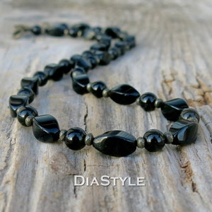 Men&#39;s Black Obsidian Necklace, Men&#39;s Beaded Necklace, Gemstone Necklace, Choker Necklace, Men&#39;s Beaded Jewelry, Natural Stone Necklace