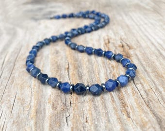 Handmade Blue Sodalite Beaded Necklace – Men's Boho Jewelry