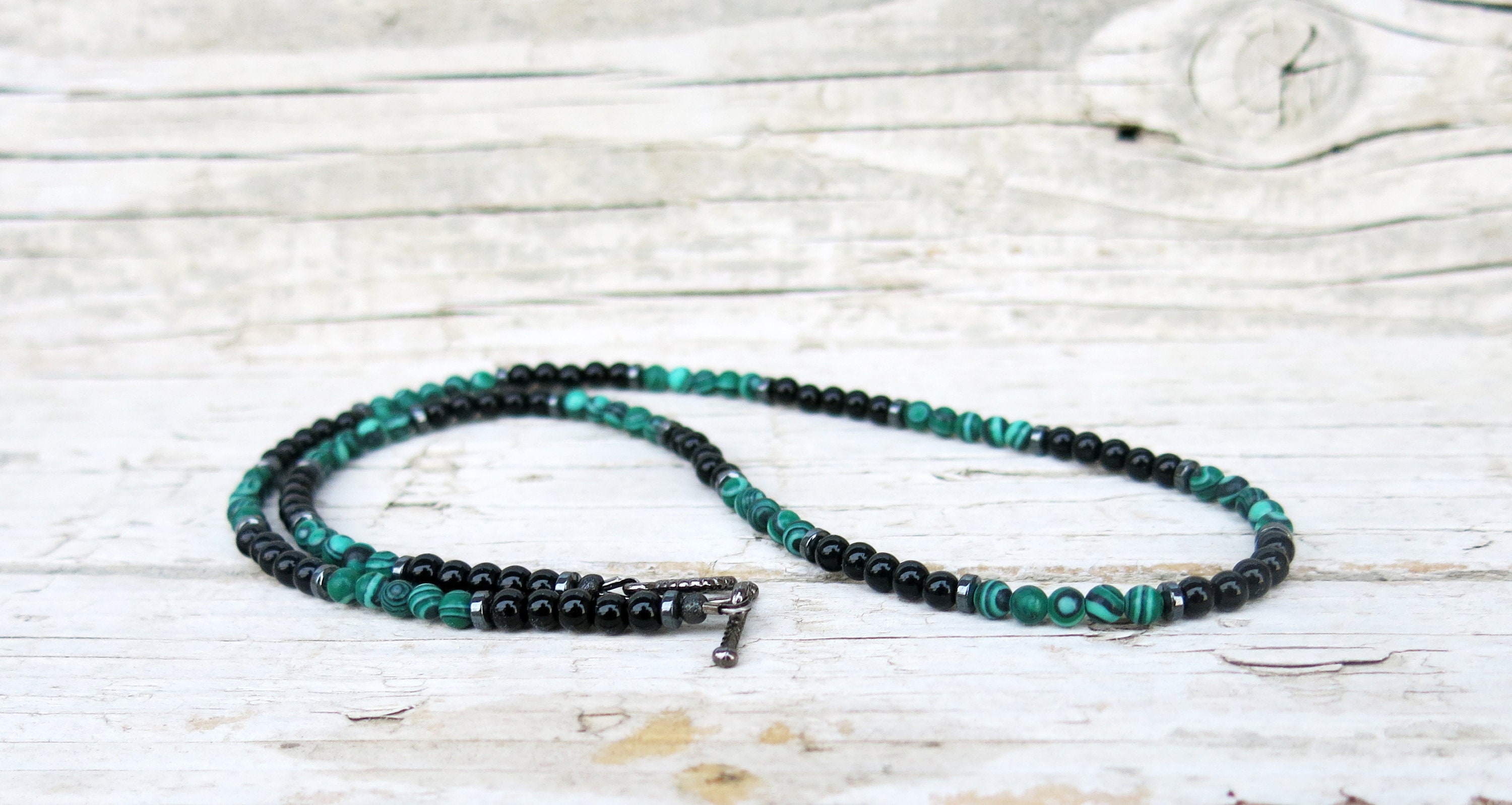 Mens Malachite Necklace Mens Onyx Necklace Mens Green Etsy