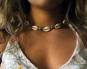 Cowrie Choker, Shell Choker, Hemp Shell Necklace, Cowrie Shell Necklace, Hemp Choker, Sea Shell Necklace, Shell Jewelry