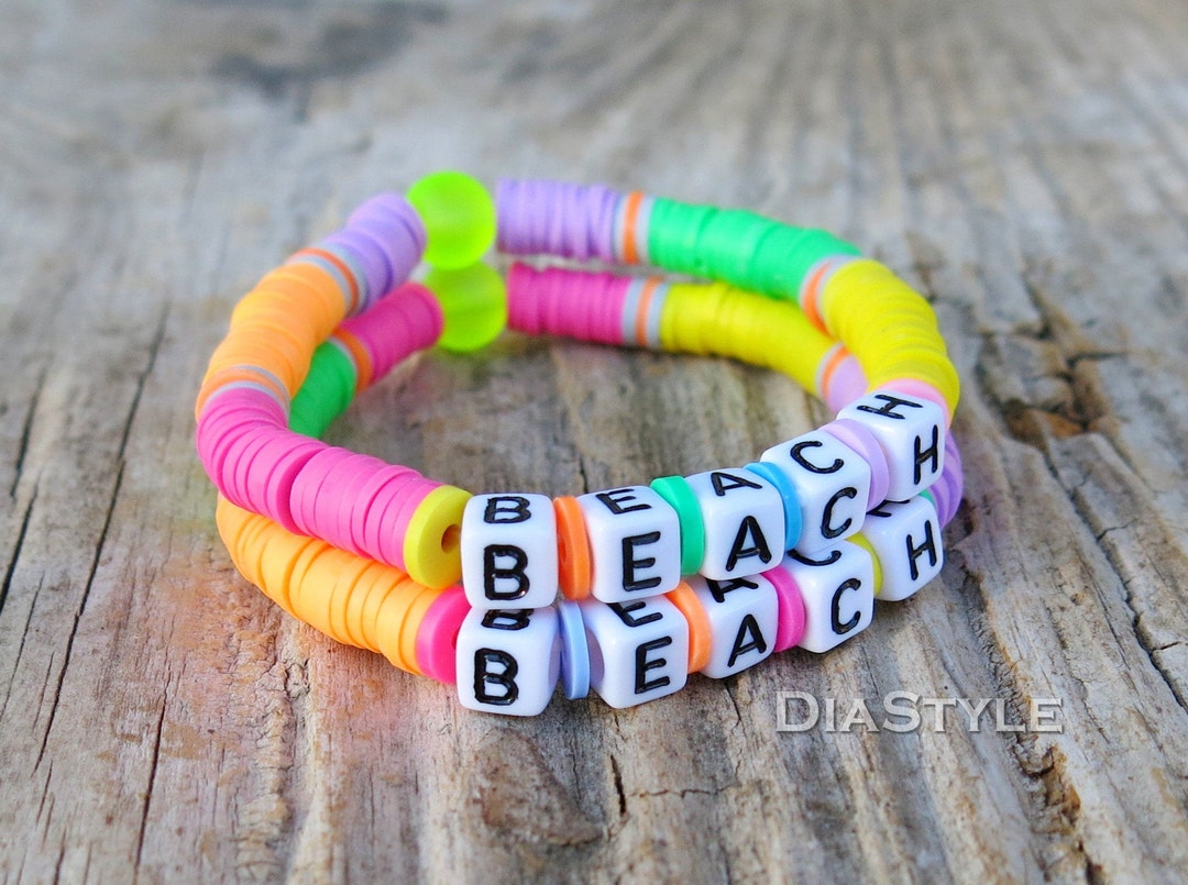 Bracciale Con Iniziale Personalizzato Per Donna - Perline In Argilla E Ciondolo Lettera Oro, Gioielli Impilabili Trendy Boho, Regalo Con Confezione
