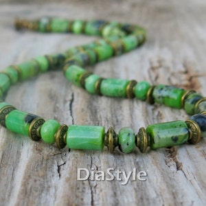 Australische jadeketting heren, kralenketting heren, chokerketting, kralensieraden heren, natuursteenketting